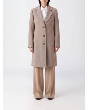 Liu Jo Knee-Length Single-Breasted Wool Cloth Coat With Lapel Collar - Natural