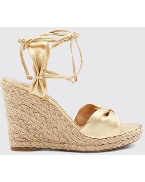 Aquazzura High Wedge Laminated Leather Espadrilles With Ankle Ties - Natural