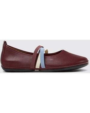 Camper Twins Multicolor Striped Leather Mary Jane Flats With Elastic Laces - Purple