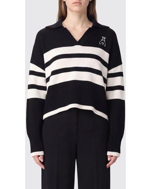 Patrizia Pepe Polo De Punto De Rayas De Mezcla De Lana Con Cuello De Pico Y Corte Relajado - Azul