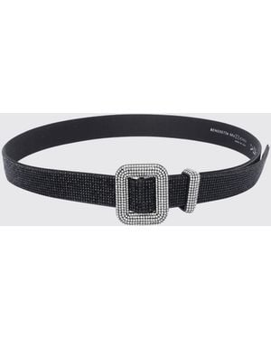 Benedetta Bruzziches Satin Belt With Crystal Jewelled Buckle - Black