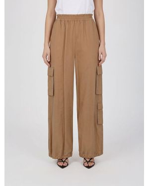 Twinset Cotton Cargo Pants - Natural