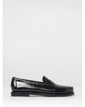 Sebago Embroidered Brushed Leather Penny Loafers With Applied Studs - White