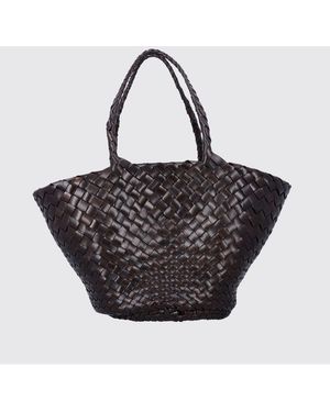 Dragon Diffusion Egola Fully Woven Leather Handbag With Double Handle - Black