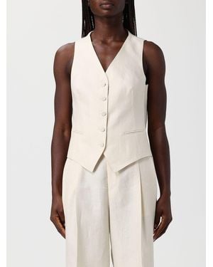 Tagliatore Linen Single-Breasted Vest - Natural