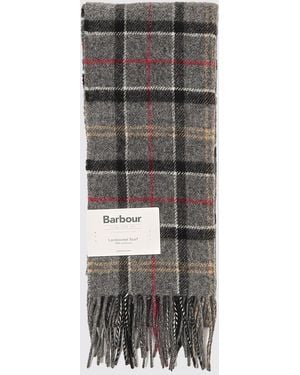 Barbour Bufanda 100% Lana De Cordero Con Clásico Estampado De Tartán Y Flecos - Gris