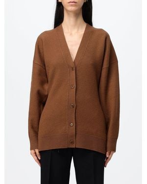 Filippa K V-Neck Wool Cardigan With Dropped Shoulders And Button Closure - Brown