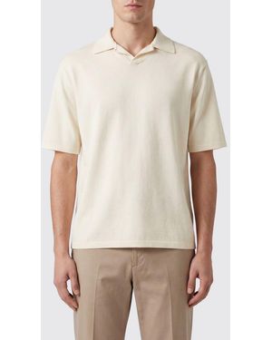 AURALEE Short-Sleeved V-Neck Silk Polo Shirt - Natural