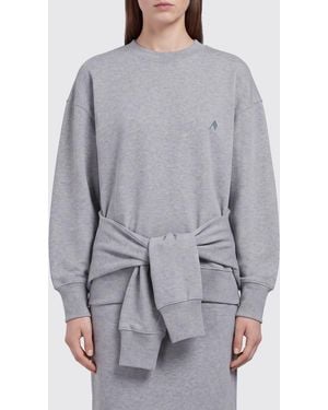 The Attico Cotton Crewneck Sweatshirt With Tie-Waist Belt - Gray