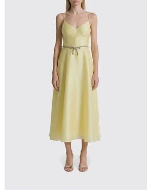 Alberta Ferretti Silk Organza Midi Dress - Yellow