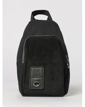 Loewe Cotton Canvas And Suede Sling Backpack - Black