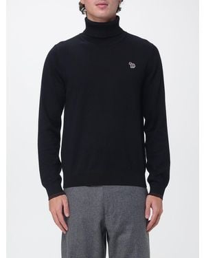 Paul Smith Rollkragenpullover Aus Merinowolle-Baumwoll-Mischung Mit Gesticktem Logo - Blau