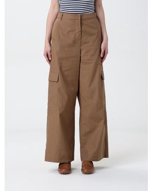 Max Mara Wide Leg Cargo Trousers - Natural