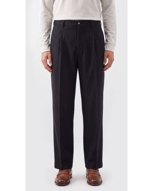 Canali Straight-Leg Pleated Wool Pants With Mid-Rise Waist - Blue
