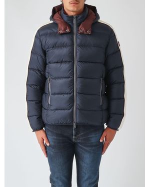 Colmar Hooded Water-Repellent Quilted Nylon Puffer Jacket With Logo - Blue