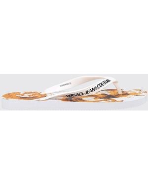 Versace Jeans Couture Rubber Flip Flops With Printed Logo - White