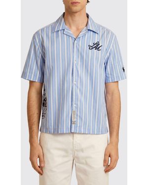 La Martina Striped Relaxed Fit Cotton Bowling Shirt - Blue