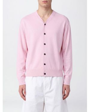Jacquemus Slim Fit Cotton Cardigan With V-Neck And Ribbed Edges - Pink