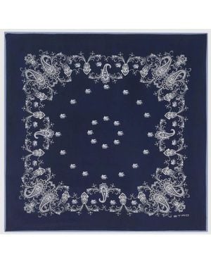 Etro Silk Foulard With Paisley Print - Blue