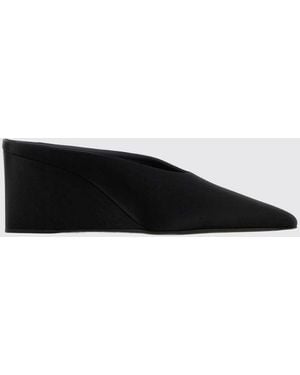Alaïa Satin Wedge Mules With Mid Heel And Almond Toe - Black