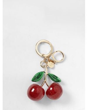 Twinset Enamelled Metal Keychain With Cherry Charm - White