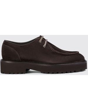 Doucal's Suede Derby Shoes With Serrated Rubber Sole - White