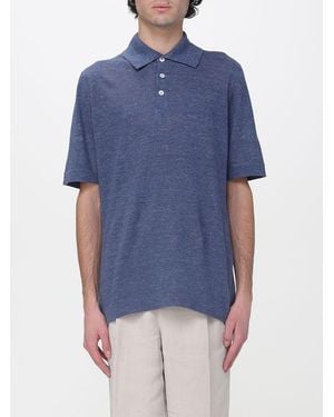 Brunello Cucinelli Linen And Cotton Knit Polo Shirt - Blue