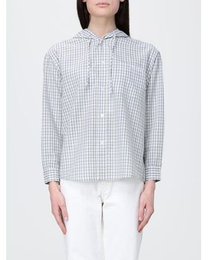 DUNST Checked Cotton Hooded Shirt By - White