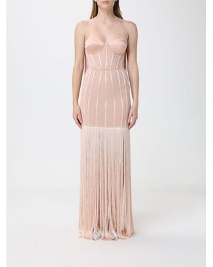 Elisabetta Franchi Fringed Crêpe Bustier Dress - Pink