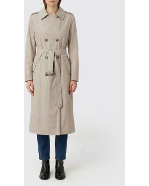 Moorer Double-Breasted Cotton Trench Coat - Natural
