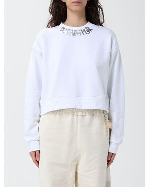 DISCLAIMER Sudadera Cropped De Algodón Con Logo Estampado Y Cuello Redondo - Blanco
