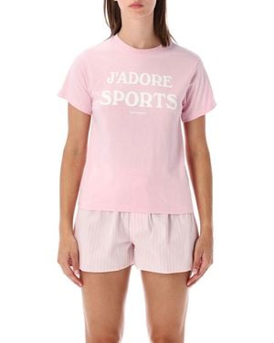 Sporty & Rich Sporty &Amp Rich Slim Fit Cotton T-Shirt With Contrasting Slogan Print - Pink