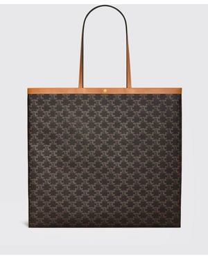 Celine Bolso Tote De Tejido Triomphe Con Logo - Gris