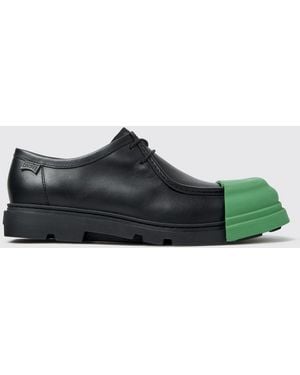 Camper Junction Smooth Calfskin Leather Derby Shoes With Rubber Toe - Green