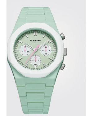 D1 Milano Bicolour Polycarbonate Watch With Abstract Pattern - Green