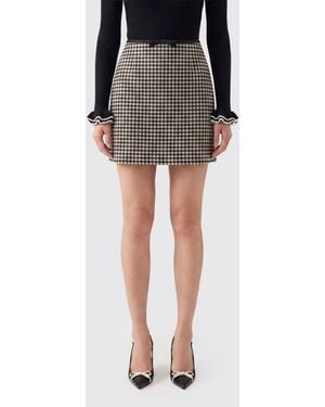 Valentino Checked Virgin Wool And Cashmere Skirt - Black