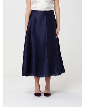 Alberta Ferretti Silk Organza Midi Skirt - Blue