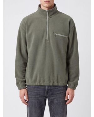 Rier Pullover Aus Reiner Wolle Mit Stehkragen Und Halbem Reißverschluss - Grau