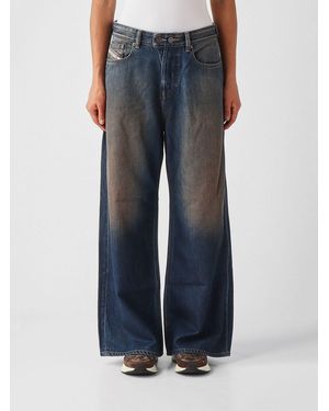 DIESEL Vaqueros Anchos Oversize 1996 D-Sire En Desgastado Y Blanqueado - Azul