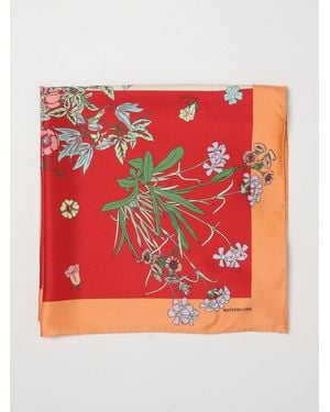 Mantero 1902 Square Silk Twill Foulard With Romantic Floral Print - Red