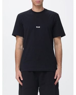 MSGM Cotton T-Shirt With Logo - Black