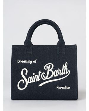 MC2 Saint Barth Vanity Cotton Twill Bag With Embroidered Logo - Black