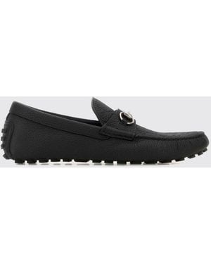 Gucci Driver Loafer Aus Genarbtem Leder Mit Horsebit Und Gg-Logo - Weiß