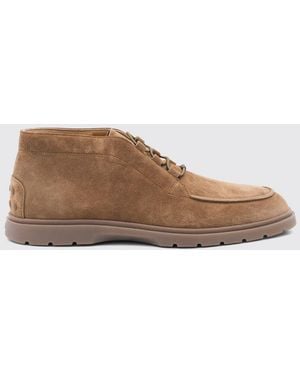 Tod's Suede Calfskin Chukka Boots With Round Toe And Rubber Sole - Brown