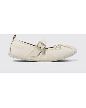 Camper Wabi Recycled Leather Ballerinas With Bow - Natural