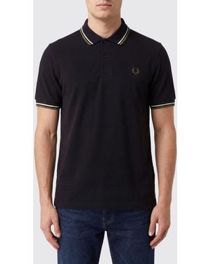Fred Perry Cotton Polo Shirt With Logo - Black