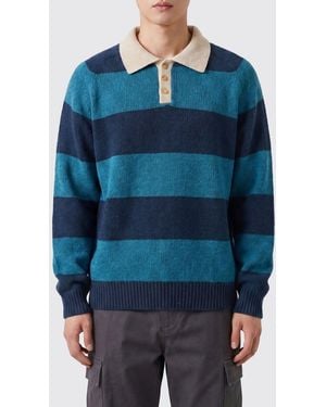 Howlin' Striped Long-Sleeved Knit Polo - Blue