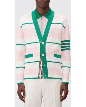 Thom Browne Striped Cotton Cardigan - Green