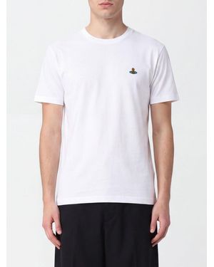 Vivienne Westwood Cotton T-Shirt With Contrast Embroidered Orb Logo On The Chest - White