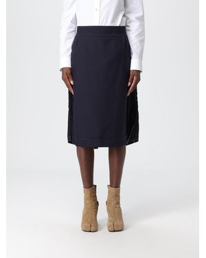Maison Margiela Patchwork Wool Blend Skirt - Blue